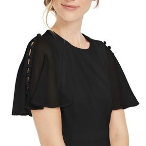 CALVIN KLEIN Women’s size 2 Chiffon Short Sleeve Sheath Dress In Black NWOT